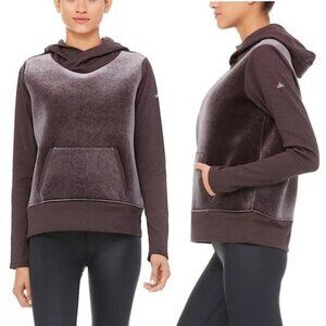 NWT ALO YOGA Luxe Long Sleeve Velour Hoodie Sweatshirt Size Small In Raisin